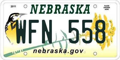 NE license plate WFN558