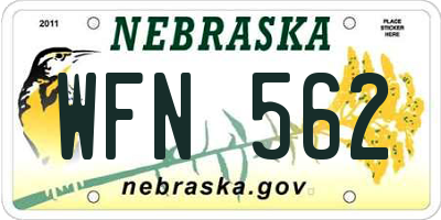 NE license plate WFN562