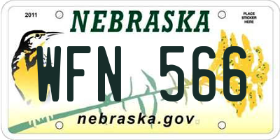 NE license plate WFN566