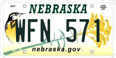 NE license plate WFN571