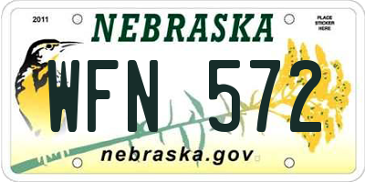 NE license plate WFN572