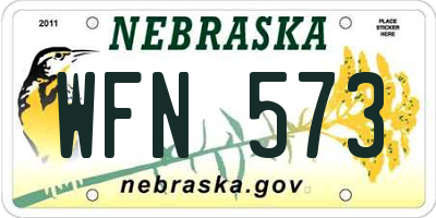 NE license plate WFN573
