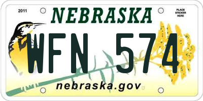 NE license plate WFN574