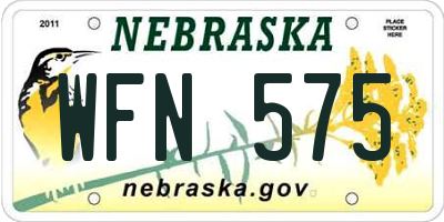 NE license plate WFN575