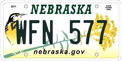 NE license plate WFN577