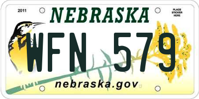 NE license plate WFN579