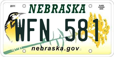 NE license plate WFN581