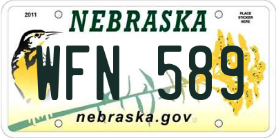 NE license plate WFN589