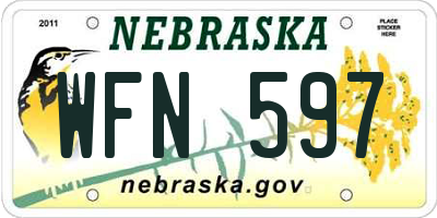 NE license plate WFN597