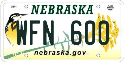 NE license plate WFN600