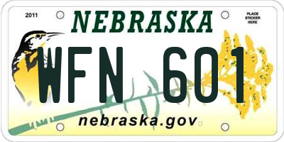 NE license plate WFN601