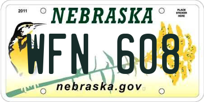 NE license plate WFN608