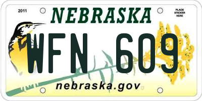 NE license plate WFN609
