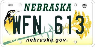 NE license plate WFN613