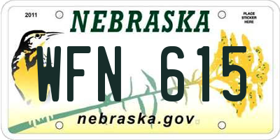 NE license plate WFN615