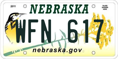 NE license plate WFN617