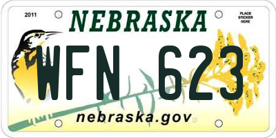 NE license plate WFN623