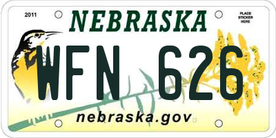 NE license plate WFN626