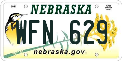 NE license plate WFN629