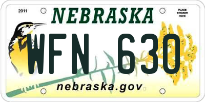NE license plate WFN630