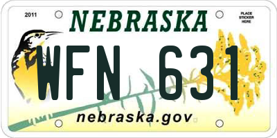 NE license plate WFN631