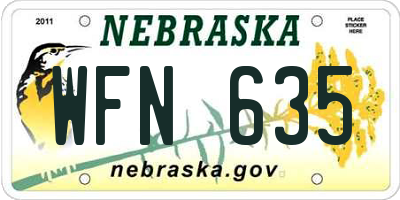 NE license plate WFN635