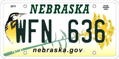 NE license plate WFN636