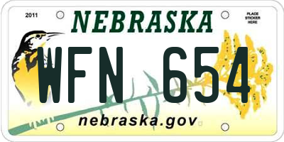 NE license plate WFN654