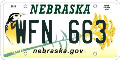 NE license plate WFN663
