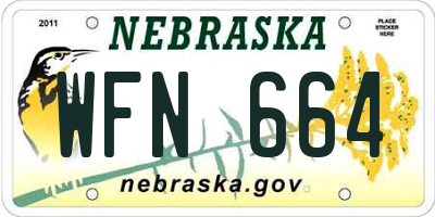 NE license plate WFN664
