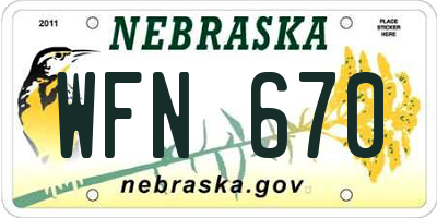NE license plate WFN670