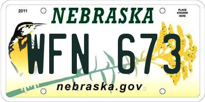 NE license plate WFN673