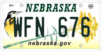 NE license plate WFN676