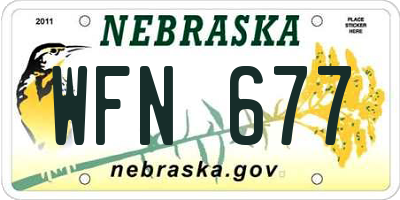 NE license plate WFN677