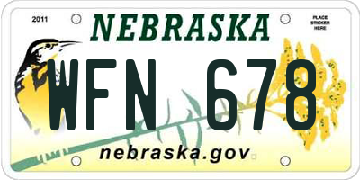 NE license plate WFN678