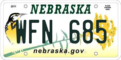 NE license plate WFN685