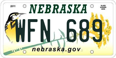 NE license plate WFN689