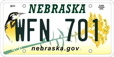 NE license plate WFN701