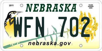 NE license plate WFN702