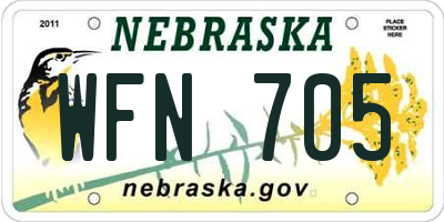 NE license plate WFN705