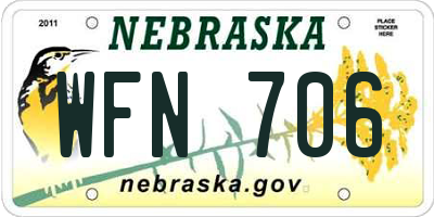 NE license plate WFN706