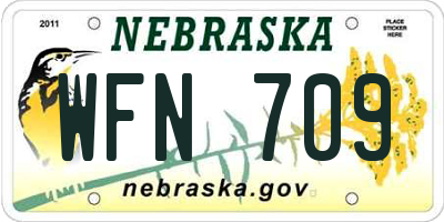 NE license plate WFN709
