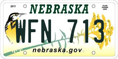 NE license plate WFN713