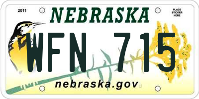 NE license plate WFN715