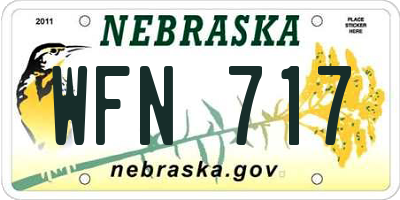NE license plate WFN717