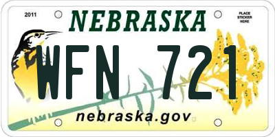 NE license plate WFN721