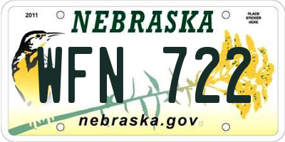 NE license plate WFN722
