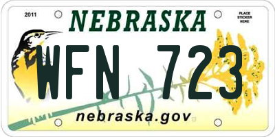 NE license plate WFN723