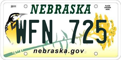 NE license plate WFN725