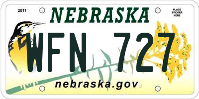 NE license plate WFN727